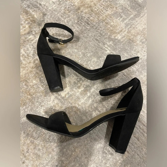 G by Guess Open Toe Ankle Strap Black 3” Heels Size 8M - Picture 3 of 13